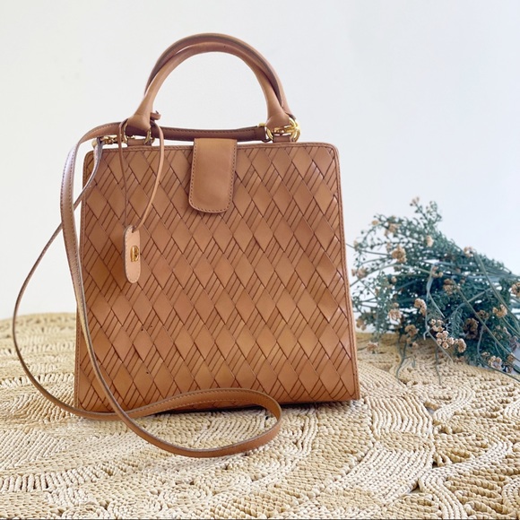 Etienne Aigner Handbags - Etienne Aigner Leather Double Handel Crossbody Tan